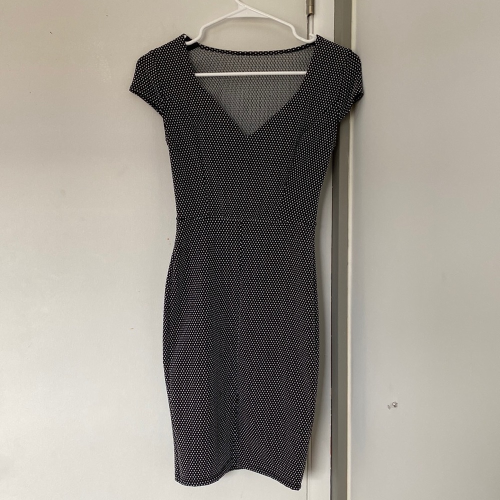 Bodycon black and white dress with spots size US 4